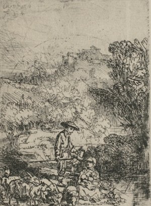 The Shepards in the Woods by Rembrandt Van Rijn Oil Painting