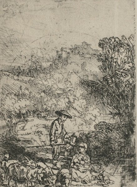 The Shepards in the Woods by Rembrandt Van Rijn - Hand-Painted Oil Painting Reproduction