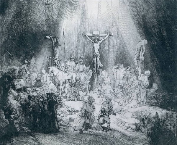 Main Product Photo of The Three Crosses Painting by Rembrandt Van Rijn