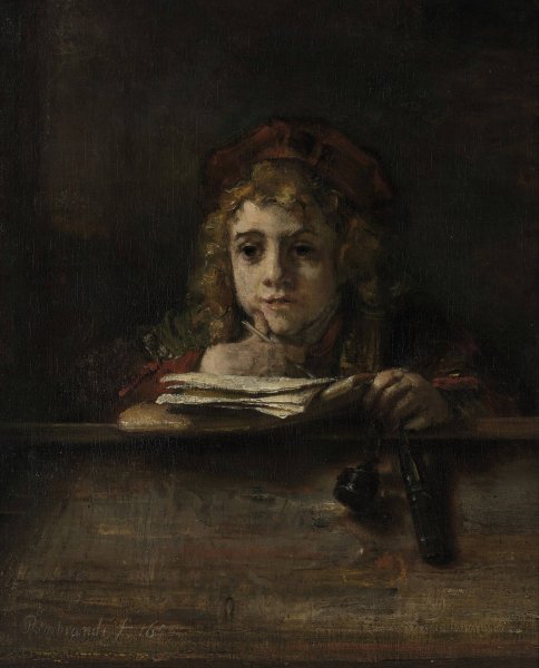 Titus at his desk  by Rembrandt Van Rijn - Hand-Painted Oil Painting Reproduction
