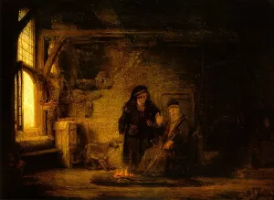 Tobit and Anna with the Kid by Rembrandt Van Rijn - Oil Painting Reproduction