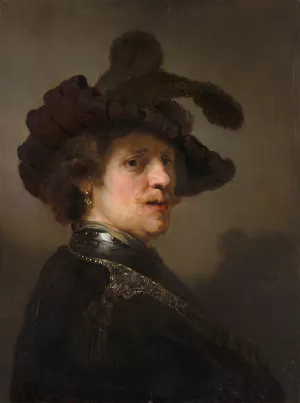 Tronie of a Man with a Feathered Beret by Rembrandt Van Rijn Oil Painting