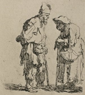 Two Beggars, a Man and Woman Oil painting by Rembrandt Van Rijn