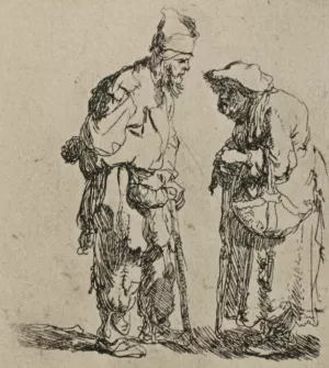 Two Beggars, a Man and Woman Oil painting by Rembrandt Van Rijn