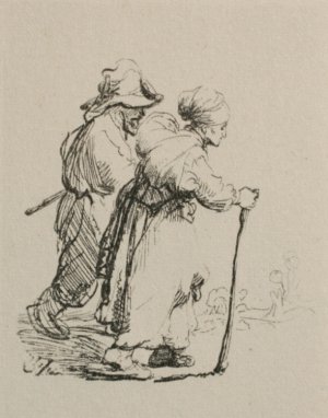 Two Travelling Peasants by Rembrandt Van Rijn Oil Painting