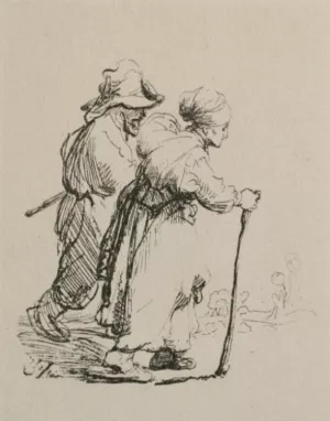 Two Travelling Peasants painting by Rembrandt Van Rijn