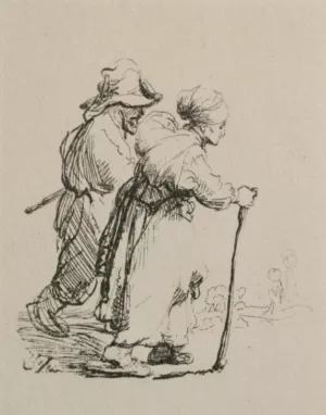 Two Travelling Peasants Oil painting by Rembrandt Van Rijn