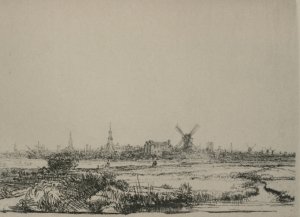 View of Amsterdam by Rembrandt Van Rijn Oil Painting
