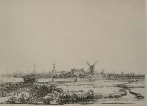 View of Amsterdam by Rembrandt Van Rijn - Oil Painting Reproduction