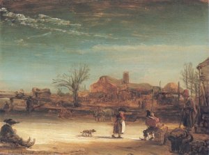 Winter-Landscape by Rembrandt Van Rijn Oil Painting