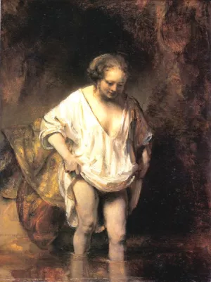 Woman Bathing in a Stream by Rembrandt Van Rijn - Oil Painting Reproduction