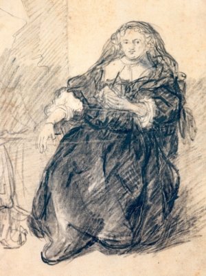 Woman Seated in an Armchair with a Letter in Her Left Hand Oil painting by Rembrandt Van Rijn