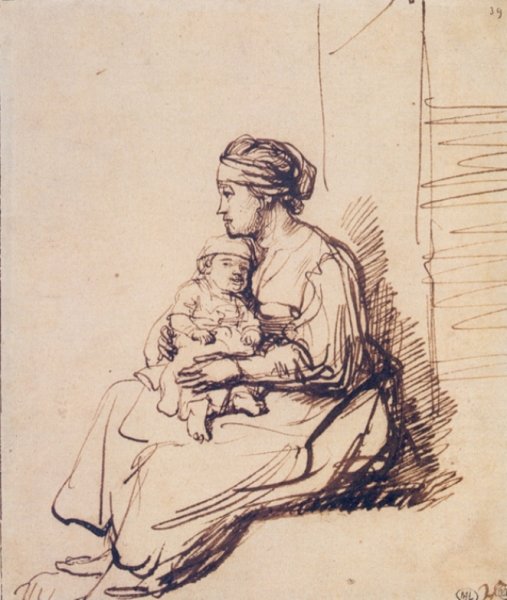 Woman with a Little Child on Her Lap