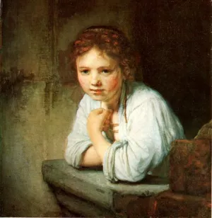 Young Girl in the Window Oil painting by Rembrandt Van Rijn