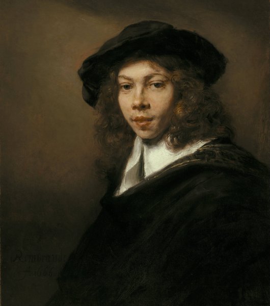 Young Man in a Black Beret by Rembrandt Van Rijn - Hand-Painted Oil Painting Reproduction