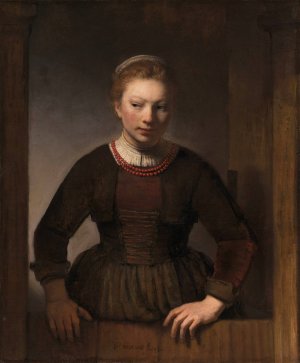 Young Woman at an Open Half-Door by Rembrandt Van Rijn Oil Painting