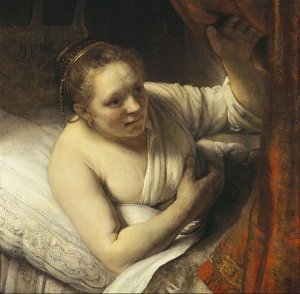 Young Woman in Bed also known as Sarah Waiting for Tobias by Rembrandt Van Rijn Oil Painting