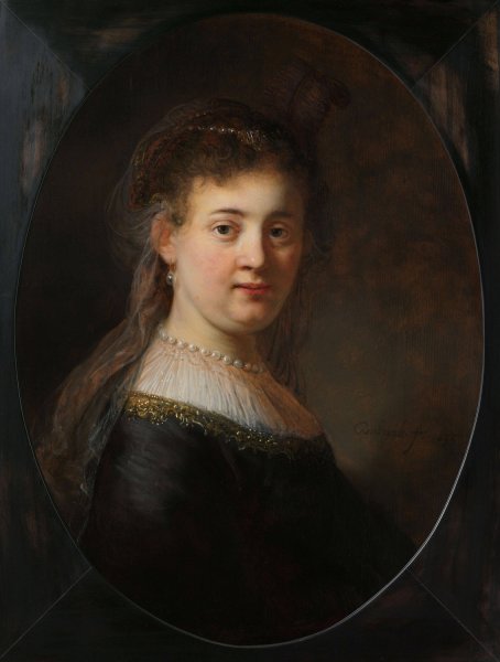 Main Product Photo of Young Woman in Fantasy Costume  Painting by Rembrandt Van Rijn