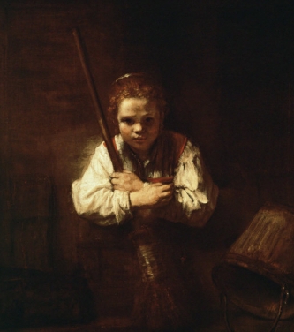Young Woman with a Broom