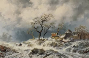 Hollandische Winterlandschaft by Remigius Adrianus Van Haanen Oil Painting