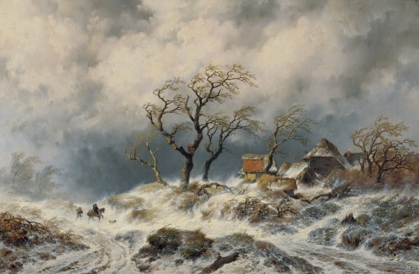 Hollandische Winterlandschaft  by Remigius Adrianus Van Haanen - Hand-Painted Oil Painting Reproduction