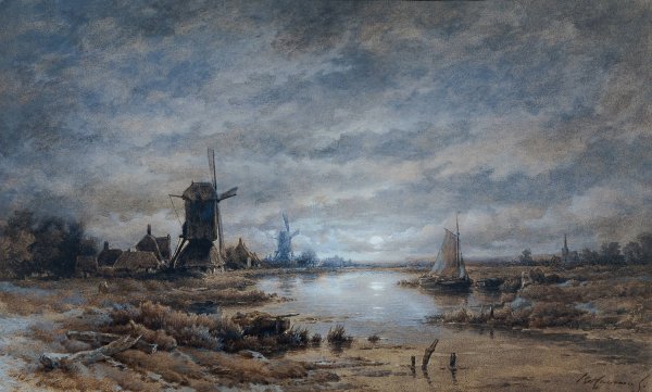 Mondnacht  by Remigius Adrianus Van Haanen - Hand-Painted Oil Painting Reproduction