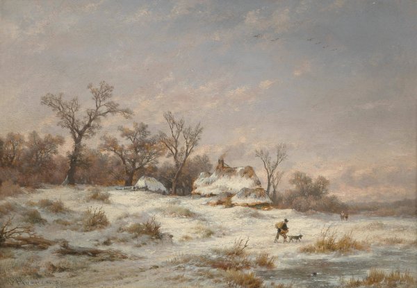 Main Product Photo of Winter landscape with decorative figures  Painting by Remigius Adrianus Van Haanen