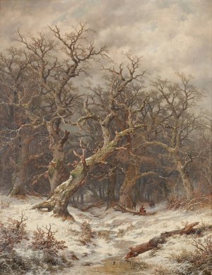 Winterlandschaft by Remigius Adrianus Van Haanen Oil Painting