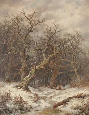 Winterlandschaft by Remigius Adrianus Van Haanen Oil Painting