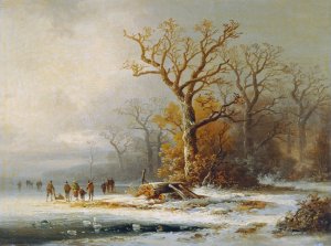Winterlandschaft by Remigius Adrianus Van Haanen Oil Painting