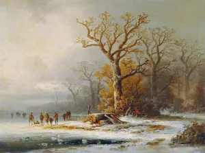 Winterlandschaft by Remigius Adrianus Van Haanen Oil Painting