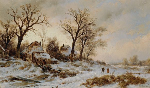 Winterlandschaft  by Remigius Adrianus Van Haanen - Hand-Painted Oil Painting Reproduction