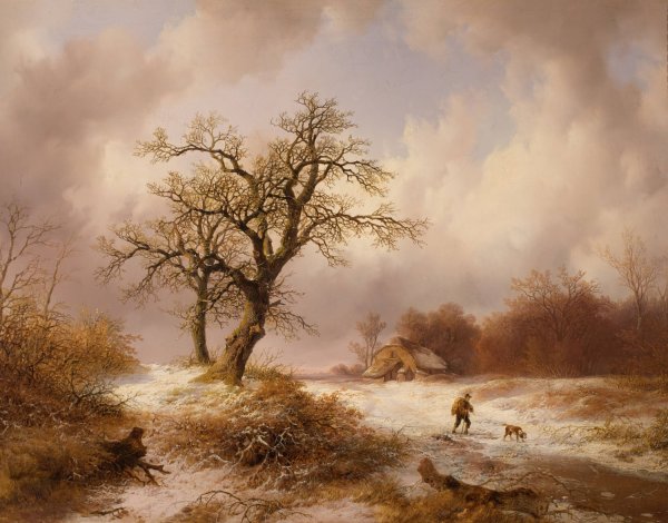 Winterlandschaft  by Remigius Adrianus Van Haanen - Hand-Painted Oil Painting Reproduction