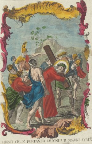Christi Crux Portanda Imponitur Simoni Cyreneo by Remondini Family Oil Painting