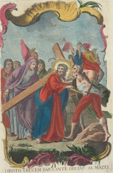 Christo Crucem Bajulante Obuiat SS Mater  by Remondini Family - Hand-Painted Oil Painting Reproduction