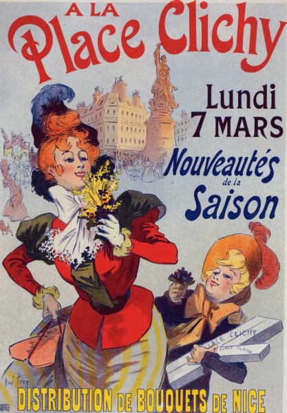A la Place Clichy  by Rene Pean - Hand-Painted Oil Painting Reproduction