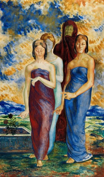 Allegorical Figures by Rene Piot - Hand-Painted Oil Painting Reproduction