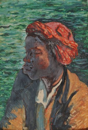 Le negre au turban rouge by Rene Piot Oil Painting