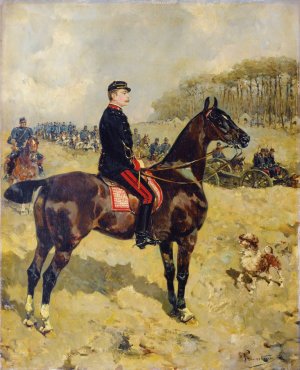 The Major Jules Tardiveau During An Inspection by Rene Princeteau Oil Painting