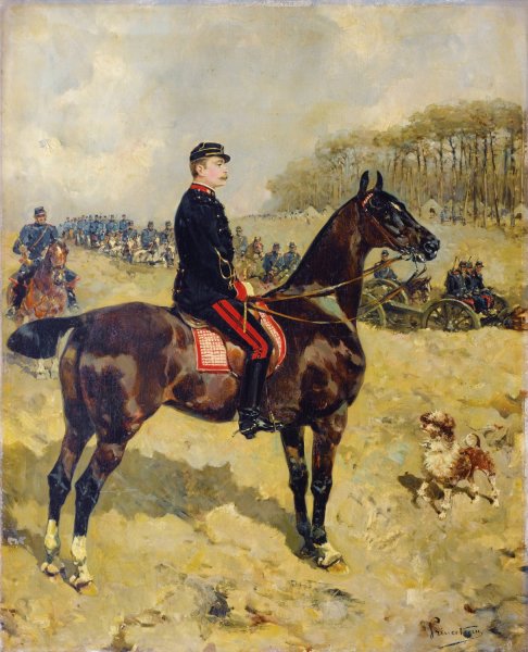 The Major Jules Tardiveau During An Inspection by Rene Princeteau - Hand-Painted Oil Painting Reproduction