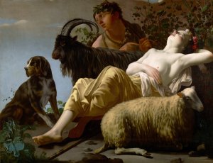 Shepherd and Sleeping Shepherdess by Reyer Jacobsz Van Blommendael Oil Painting