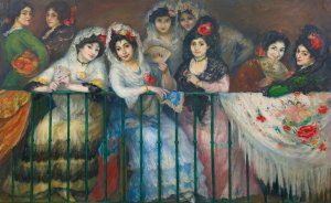A Balcony At The Bullfight by Ricard Canals I Llambi Oil Painting