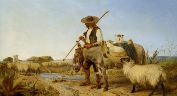 Main Product Photo of A Spanish Shepherd Painting by Richard Ansdell