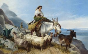Goatherd On The Rock Of Gibralter by Richard Ansdell Oil Painting