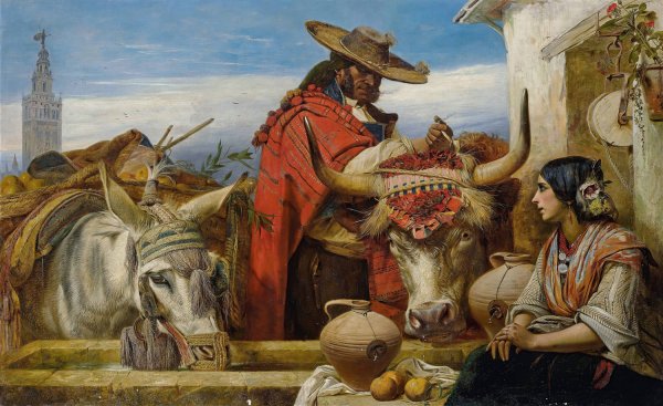 Main Product Photo of Market Square, Seville  Painting by Richard Ansdell