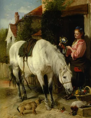 The Gardeners Daughter by Richard Ansdell - Oil Painting Reproduction