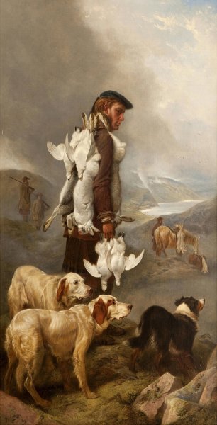 Main Product Photo of Winter Shooting, Hares And Ptarmigan  Painting by Richard Ansdell