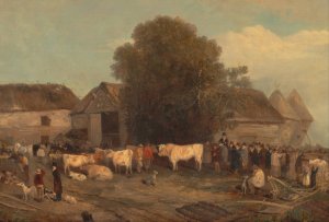 The Farm Sale by Richard Barrett Davis Oil Painting