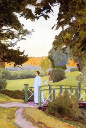 Crossing the Green Bridge by Richard Bergh Oil Painting