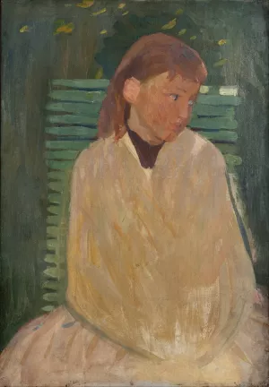 Girl on a Garden Seat by Richard Bergh Oil Painting